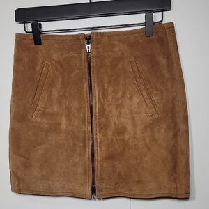 Revolve Blank NYC Tan Brown Suede Leather Mini Skirt